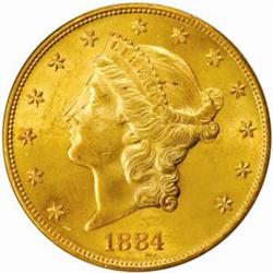 1884-S Liberty $20. MS62 (PCGS)