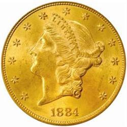 1884-S Liberty $20. MS62 (PCGS)