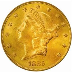 1885-S Liberty $20. MS62 (PCGS)