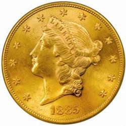 1885-S Liberty $20. Unc Details-Improperly Clean
