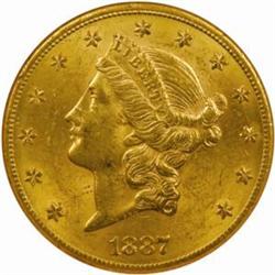 1887-S Liberty $20. MS60 (NGC)