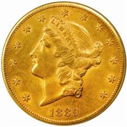 1889-CC Liberty $20. Winter 1-A. AU Details