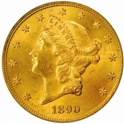 1890 Liberty $20. MS62 (PCGS)