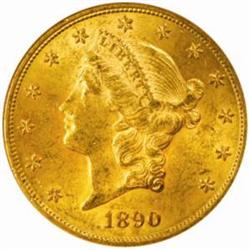 1890 Liberty $20. MS61 (NGC)