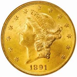 1891-S Liberty $20. MS63 (NGC)
