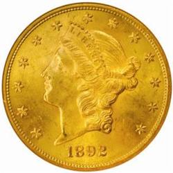 1892-S Liberty $20. MS62 (NGC)