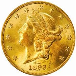 1893 Liberty $20. MS62 (PCGS)