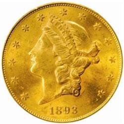 1893-S Liberty $20. MS63 (PCGS)
