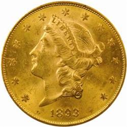 1893-S Liberty $20. MS63 (PCGS)