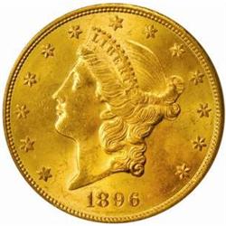 1896-S Liberty $20. MS62 (PCGS)