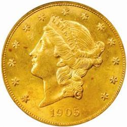 1905 Liberty $20. MS62 (PCGS)