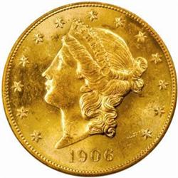 1906-S Liberty $20. MS64 (PCGS)