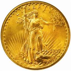 1907 Saint-Gaudens $20. Arabic Numerals. MS65 NGC