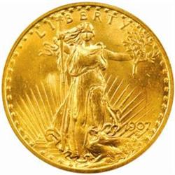 1907 Saint-Gaudens $20. Arabic Numerals MS64 PCGS