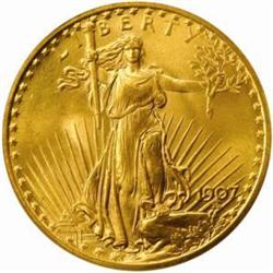 1907 Saint-Gaudens $20. Arabic Numerals MS64 PCGS