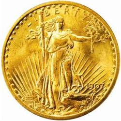 1907 Saint-Gaudens $20. Arabic Numerals MS64 PCGS