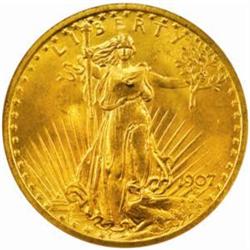 1907 Saint-Gaudens $20 Arabic Numerals MS64 (NGC)