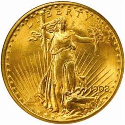 1908 Saint-Gaudens $20. No Motto. MS65 (NGC)