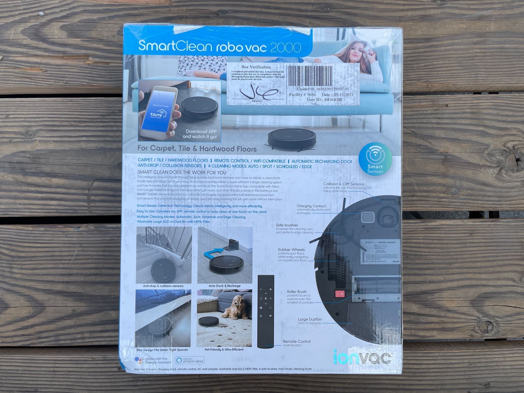 Ionvac Smartclean 2000 Robovac Hardwood & Carpet Smart Robotic Vacuum