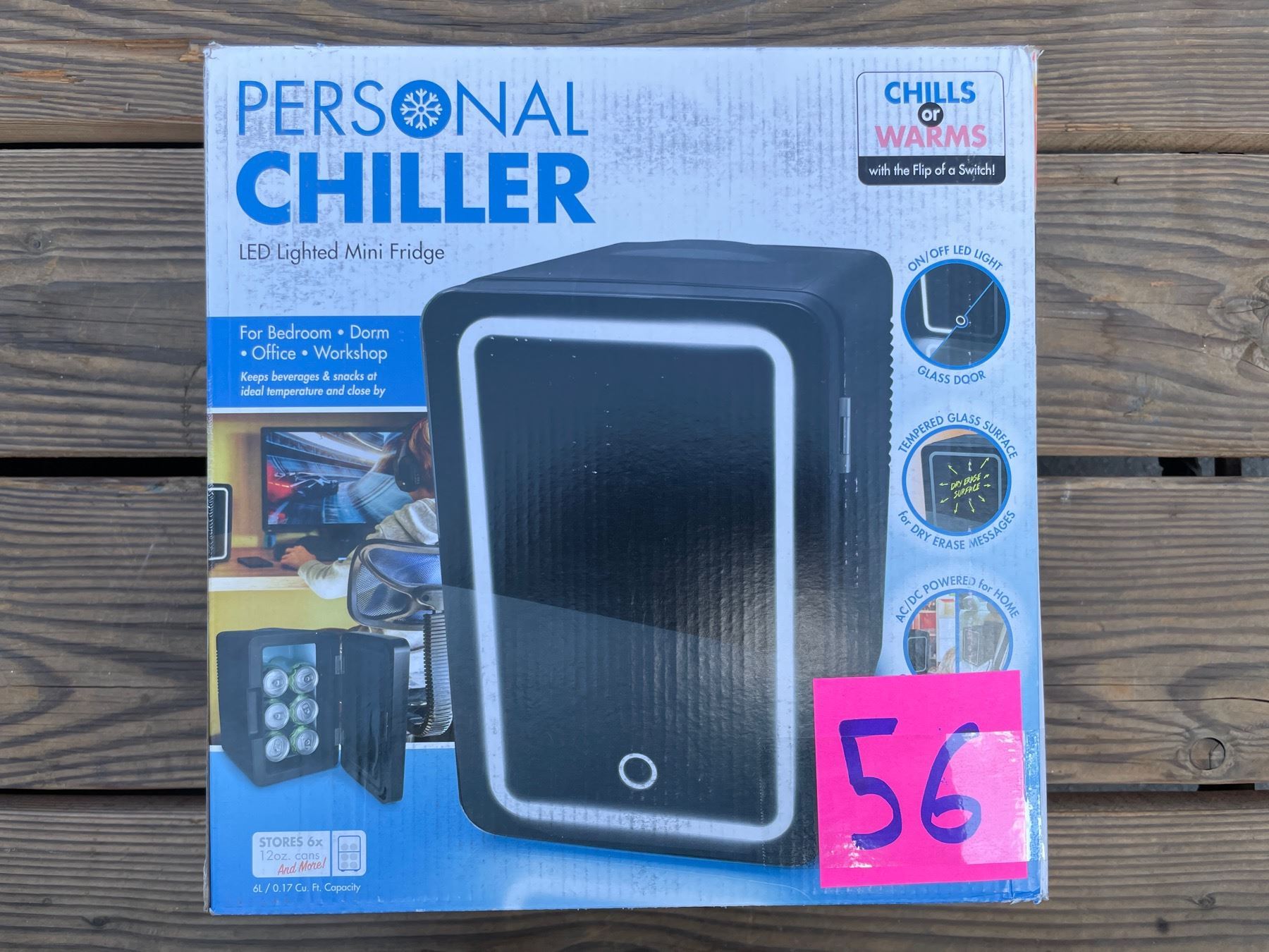 Personal Chiller LED Lighted Mini Fridge with Glass Door, Black