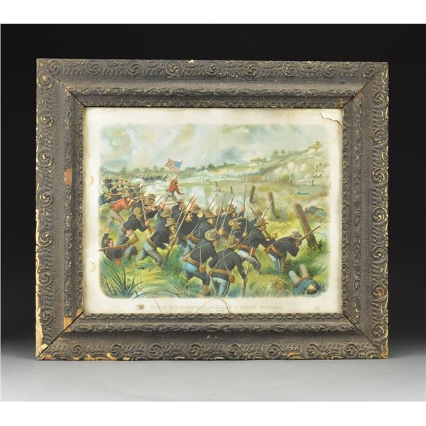 FRAMED PRINT TITLED “THE STORMING OF  HILL”.