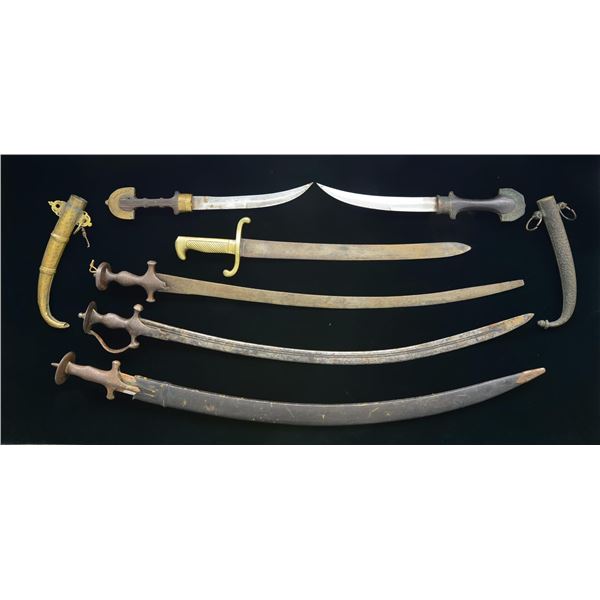 3 TULWAR, 2 KOUMIYYA, & A GERMANIC SHORT SWORD.