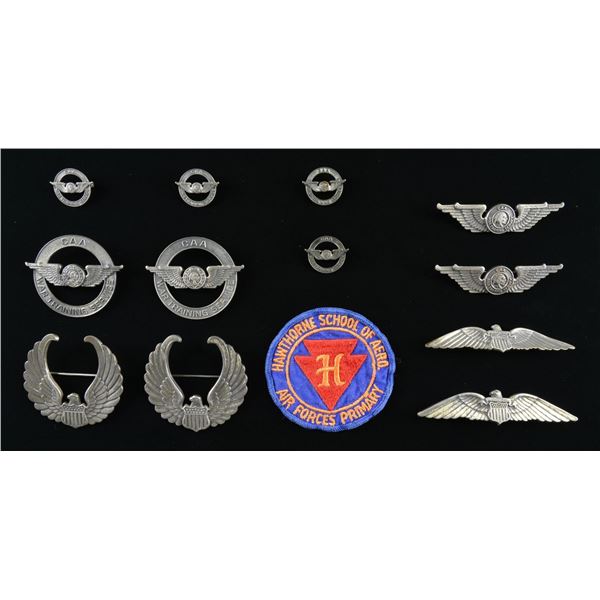 WWII US PILOT INSTRUCTOR WINGS & VARIOUS INSIGNIA.