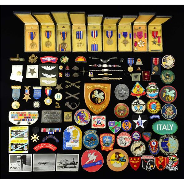 CASED MILITARY MEDALS, OVERSEAS CAPS, PATCHES &