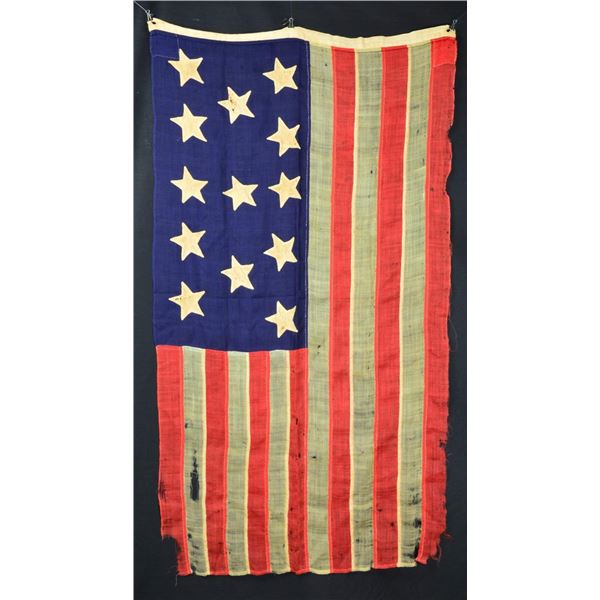 RARE 19TH CENTURY 13 STAR AMERICAN FLAG WITH