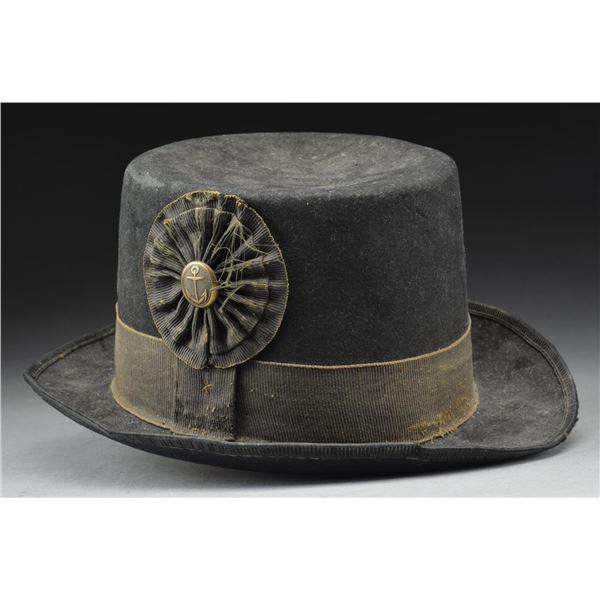19th Riding Hat EARLY 19TH CENTURY NAVAL ROUND HAT.