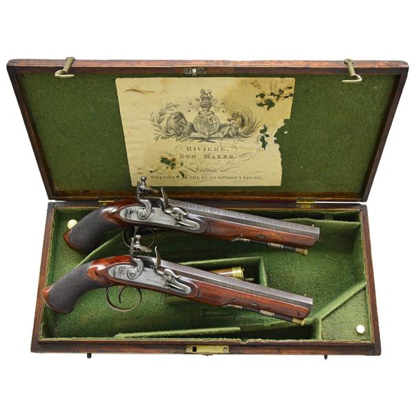 CASED PAIR OF BRITISH FLINTLOCK BELT PISTOLS