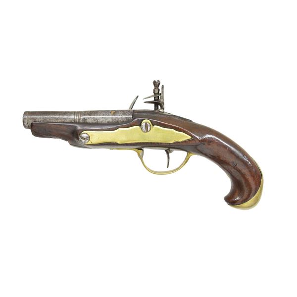 SMALL EUROPEAN FLINTLOCK POCKET PISTOL MARKED “MP”