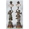 Image 1 : PAIR OF VICTORIAN SPELTER FIGURAL OIL LAMPS a