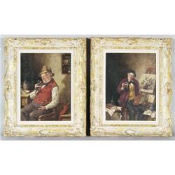 GERMAN SCHOOL (pair) genre portraits, each 16