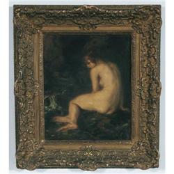 CARL VON MARR Nude Seated In A Landscape 18"x