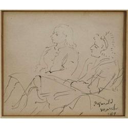 REGINALD MARSH Study of Two Seated Women 3 3/