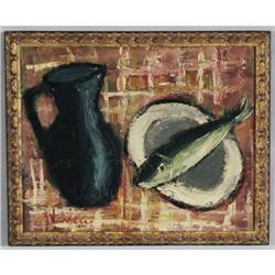 GEORGES VASSEUR still life with fish 16 x20 