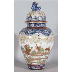 JAPANESE IMARI COVERED URN 24  high 19th cent