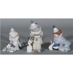 LLADRO FIGURES (3) clowns #5277-5279 5 3/4" h