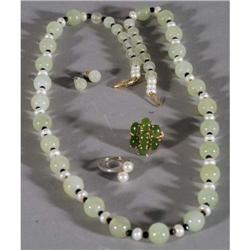 LOT OF JEWELRY including jade necklace and ea