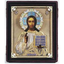 FINE RUSSIAN GILT SILVER AND ENAMELED ICON 8