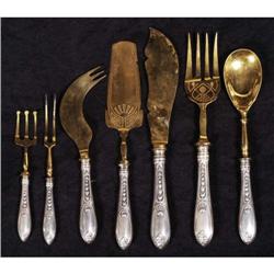 SET RUSSIAN GILT SIVLER SERVING PIECES with m