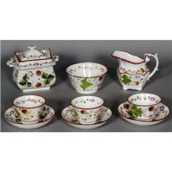 GAUDY DUTCH/PEARLWARE STRAWBERRY LOT six piec