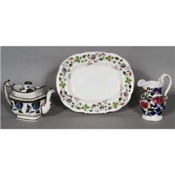 GAUDY DUTCH/PEARLWARE MIXED LOT three pieces