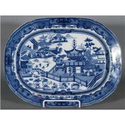 ENGLISH TRANSFERWARE "BLUE WILLOW" PLATTER 17