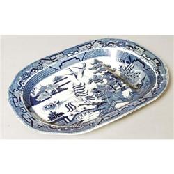 ENGLISH TRANSFERWARE "WELL AND TREE" DISH, 18