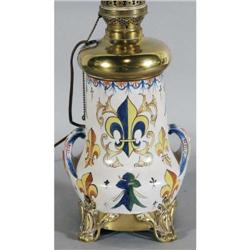 FRENCH FAIENCE VASE adapted to a lamp 9  high