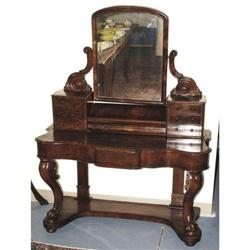 ENGLISH BURL WALNUT DRESSING TABLE 62" high,