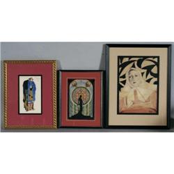 GROUP OF (3) ART DECO WATERCOLORS/ COSTUME DE