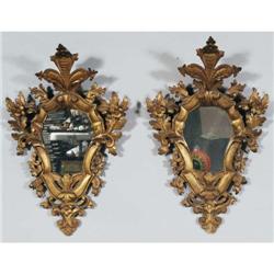 PAIR OF ITALIAN GILTWOOD MIRRORS 27" high, ci